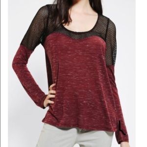 Lucca Couture Mesh Shoulder Top Berry